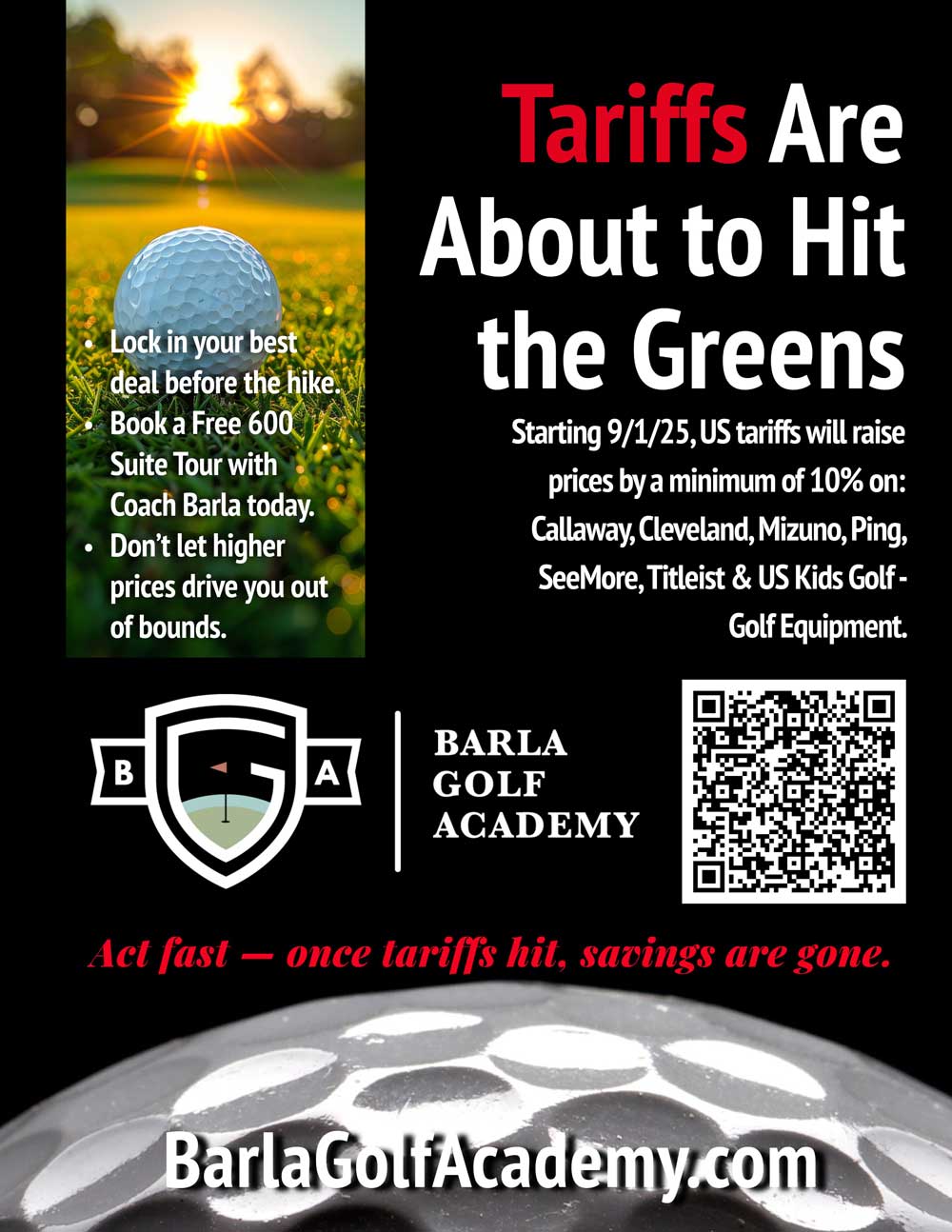 Barla-Golf-Academy-Tariffs-Are-Coming-Sale-22Aug2025-Flyer-1000x1294